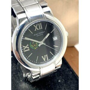 Jean Perret Men's Watch 3706 Swiss Quartz UAE Armed Force Logo Silver Steel 37mm